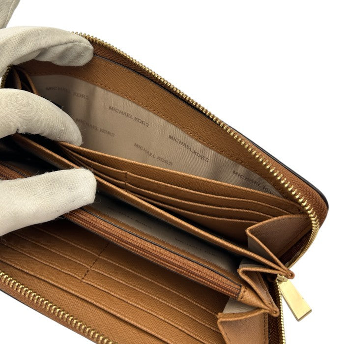 MICHAEL KORS マイケルコース 長財布 ブラウン 32S7GM9E9L レディース おしゃれ ラウンドファスナー 収納 中古 W４