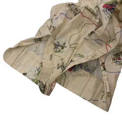 Papas パパス シャツ メンズ 柄シャツ 長袖 ベージュ 48 Mサイズ 中古 N1