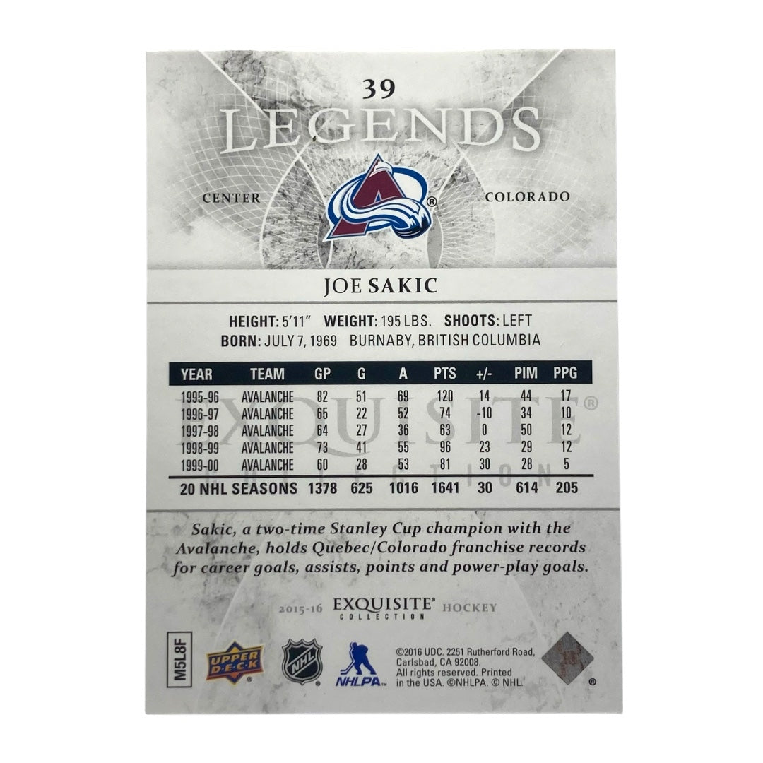 UPPER DECK NHLカード EXQUISITE COLLECTION JOE SAKIC COLORADO 005/499 #39 中古 IT2