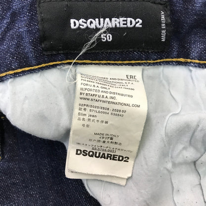 DSQUARED2 ディースクエアード デニム パンツ メンズ ジーンズ ボタンフライ ダメージ加工 インディゴ 50サイズ S71LB0004 S30342 中古 T1