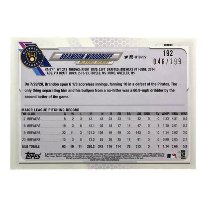 TOPPS MLBカード CHROME BRANDON WOODRUFF MILWAUKEE BREWERS /199 #192 中古 IT2