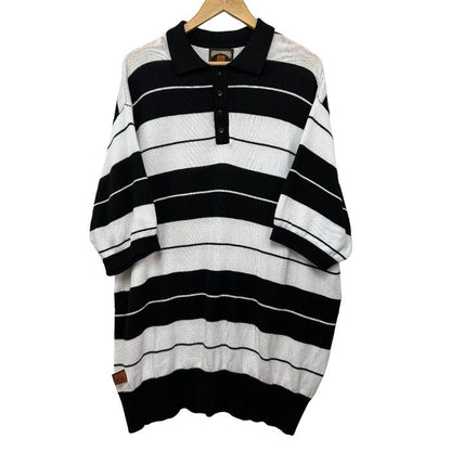 FB COUNTRY エフビー カウンティ 半袖 ニット ポロシャツ 3XL メンズ ボーダー ブラック ホワイト 大きめ 中古 W４