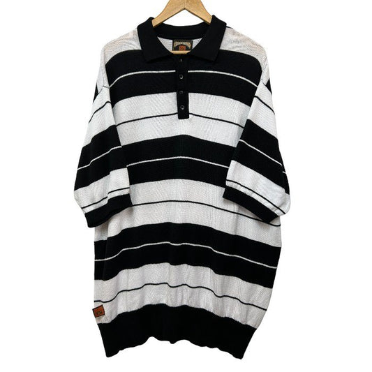 FB COUNTRY エフビー カウンティ 半袖 ニット ポロシャツ 3XL メンズ ボーダー ブラック ホワイト 大きめ 中古 W４