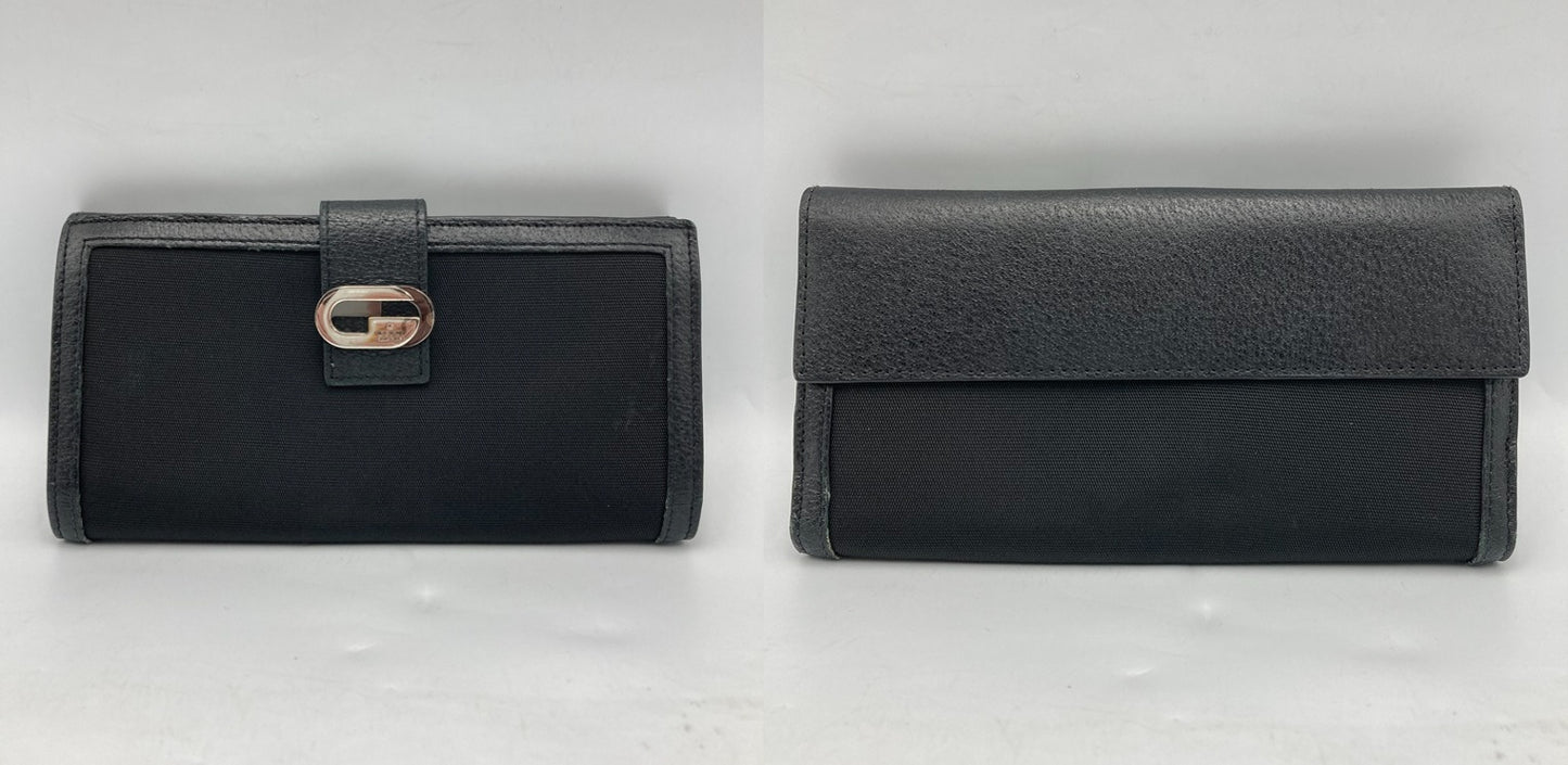 GUCCI グッチ キャンバスレザー Wホック 2つ折り長財布 035 0416 2109 中古 D4