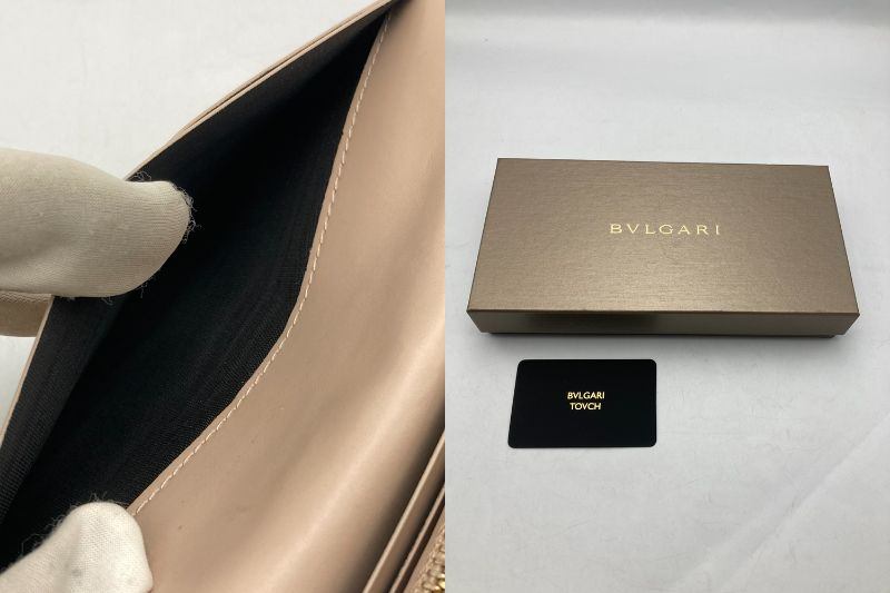 BVLGARI ブルガリ・ブルガリ メタリック カルングスキン ラージウォレット 長財布 中古 D4