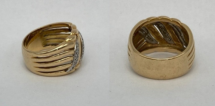 K18/Pt900 コンビ ダイヤ0.12ct リング 13号 中古 D4