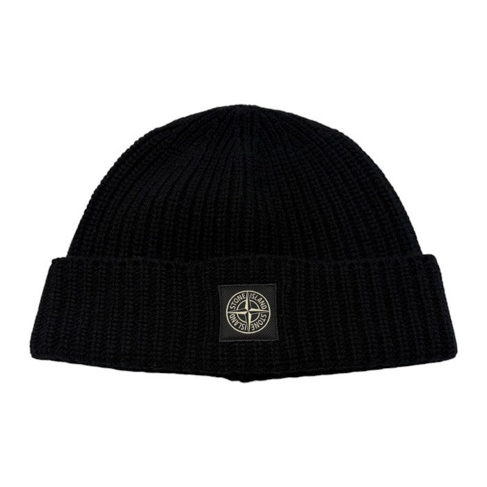 STONE ISLAND ストーンアイランド ニット帽 ブラック V0029 帽子 メンズ ウール 秋 冬 中古 W1