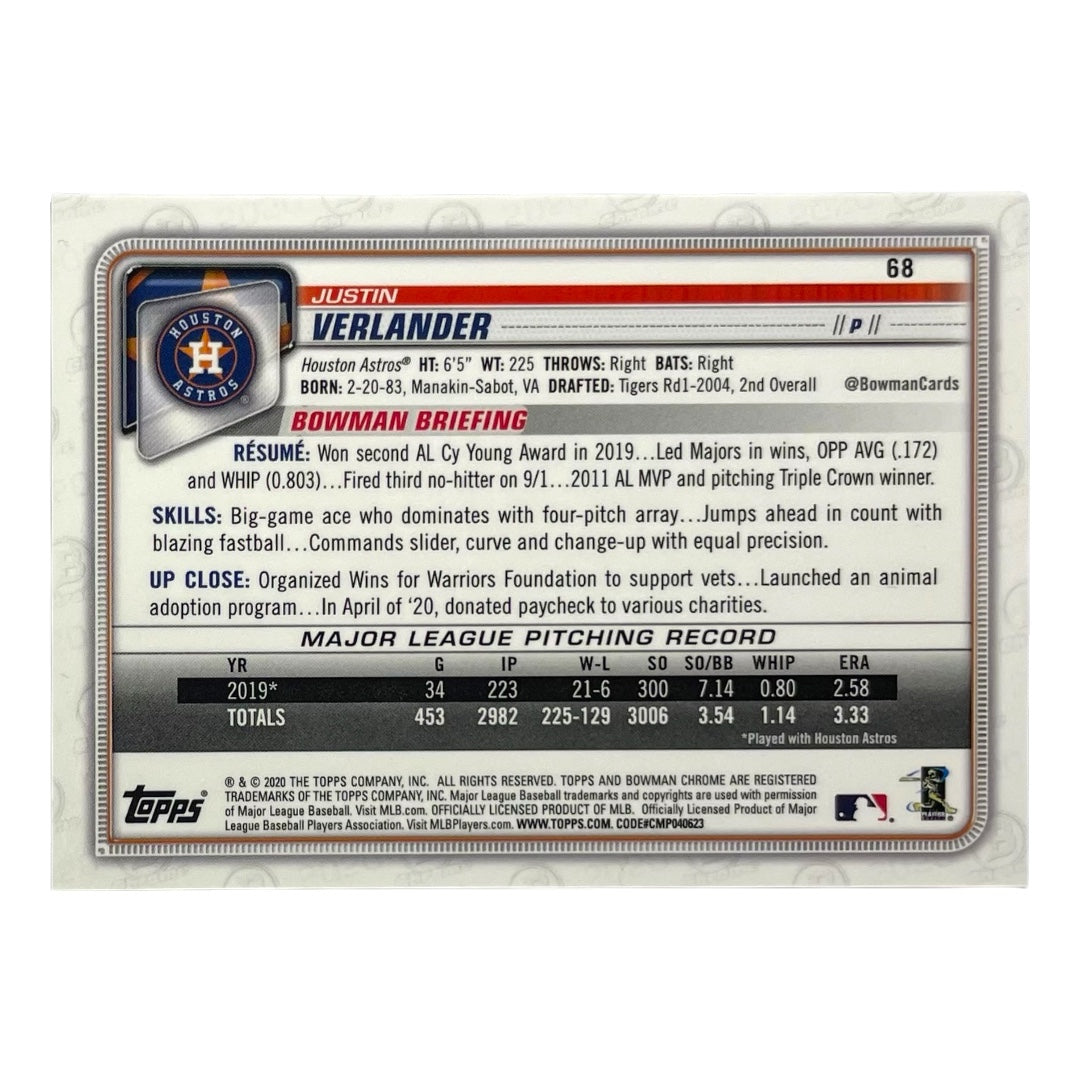 TOPPS MLBカード BOWMAN CHROME JUSTIN VERLANDER HOUSTON ASTROS /99 #68 中古 IT2