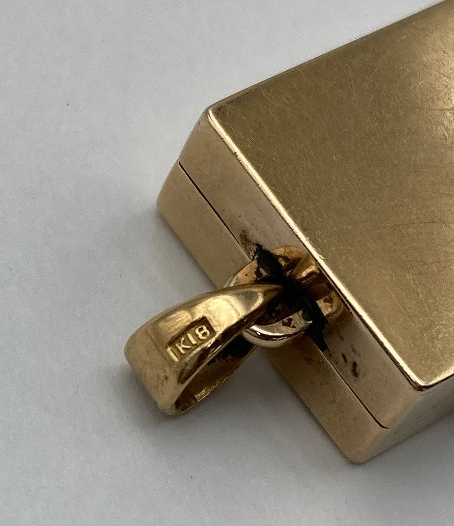 K18 ボックス型 ロケット ペンダントトップ 中古 D4