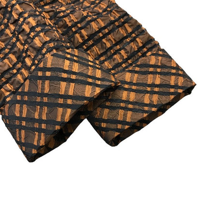 Rene ルネ TISSUE ワンピース レディース フレア 5分袖 チェック柄 ベルト付き しわ加工 ブラウン 36サイズ 6136077 中古 T1