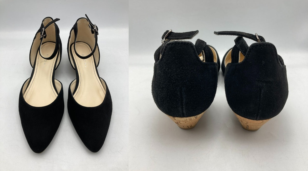 REGAL リーガル アンクルストラップ ローヒール パンプス F06L ブラック 23.5cm 中古 D4