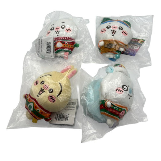未開封品 ちいかわ エニマイくじ D賞 ぬいぐるみキーホルダー ちいかわ ハチワレ うさぎ モモンガ セット マスコット キャラクター クリスマス 中古 W４