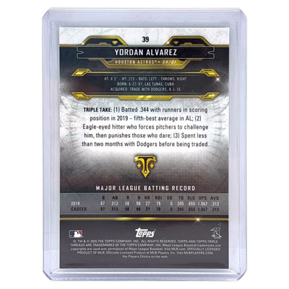 TOPPS MLBカード TRIPLE THREADS YORDAN ALVAREZ HOUSTON ASTROS /275 #39 中古 IT1