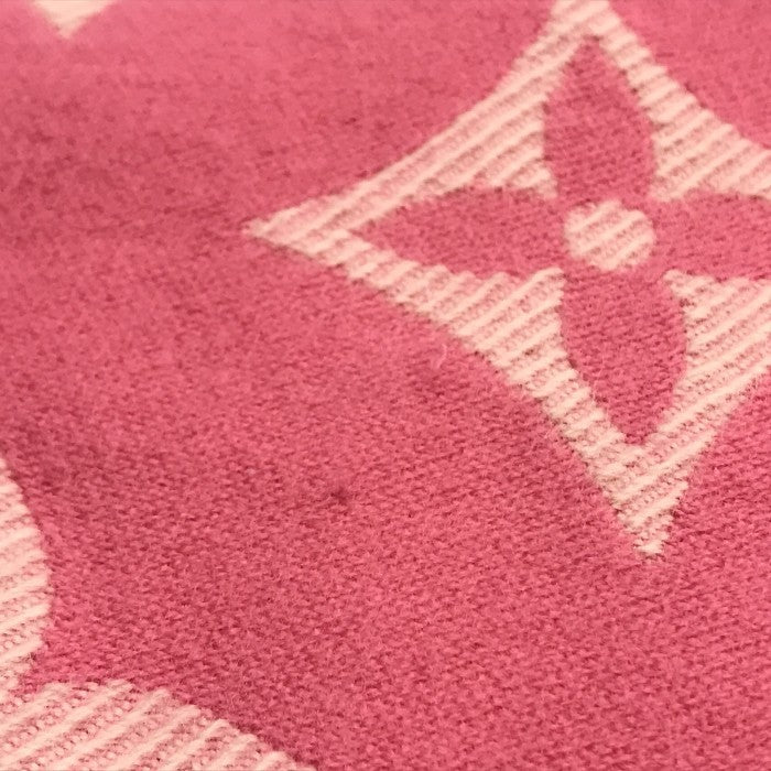 LOUIS VUITTON ルイヴィトン LVエセンシャル マフラー レディース 184×34cm ウール モノグラム フリンジ ピンク M78936 中古 T1
