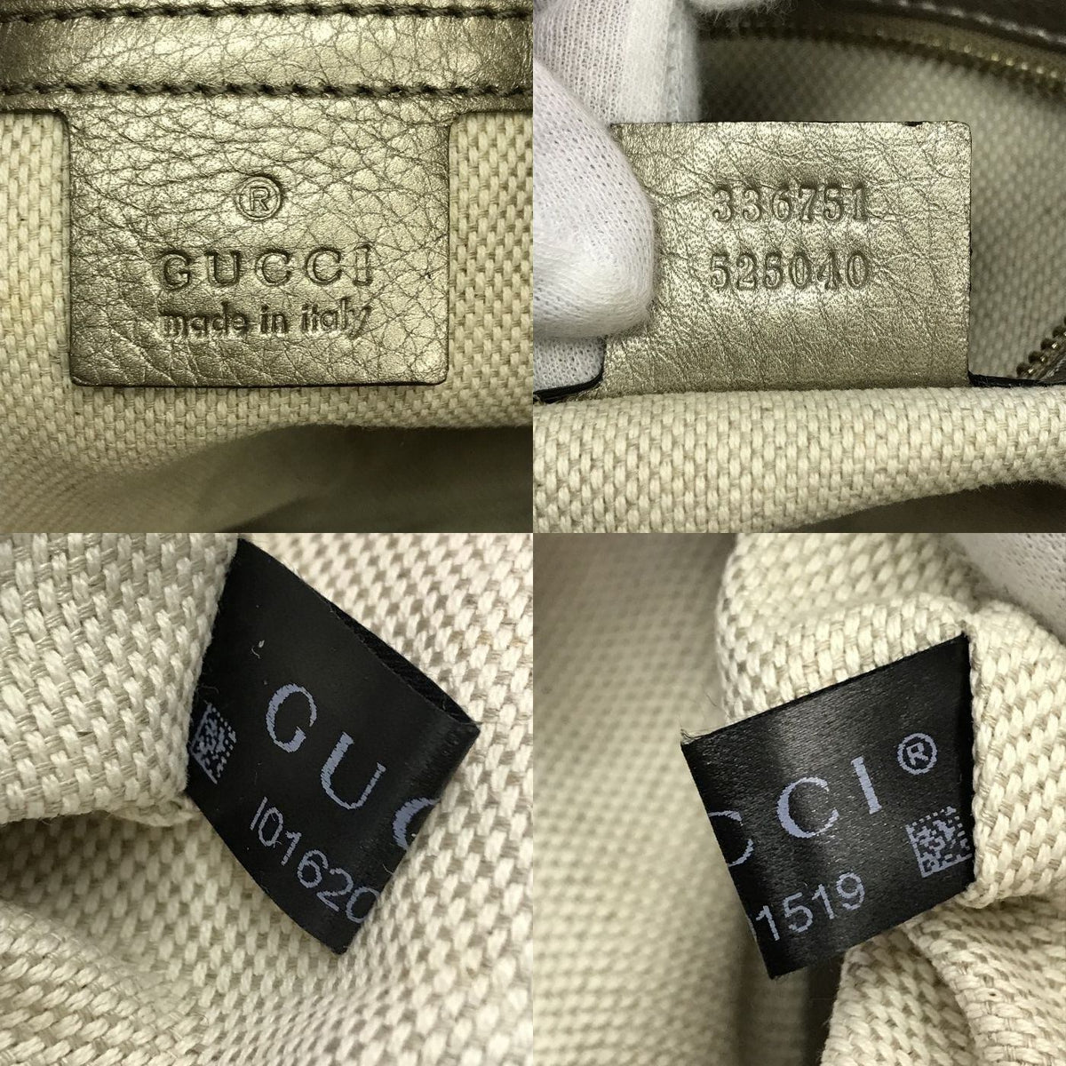 GUCCI グッチ インターロッキングG ソーホー ハンドバッグ レディース レザー フリンジ タッセルチャーム メタリックグレージュ 336751 中古 T1