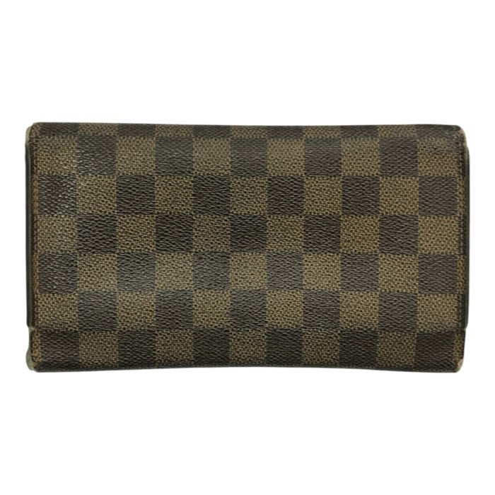 LOUIS VUITTON ルイヴィトン ダミエ ポルトトレゾールインターナショナル 長財布 ユニセックス 三つ折り 小銭入れあり ホック ブラウン N61215 中古 T1