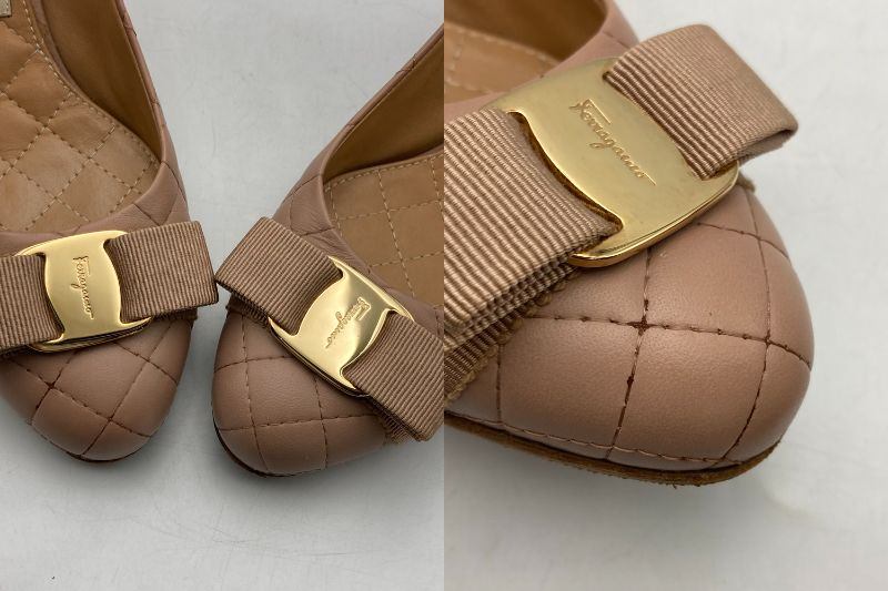 Salvatore Ferragamo フェラガモ ヴァラリボン キルティング パンプス サイズ6D 中古 D4
