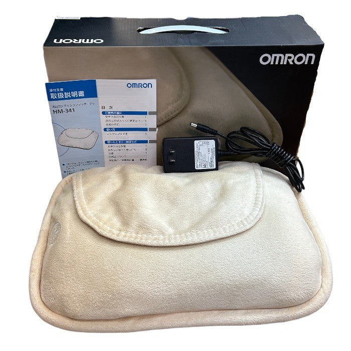 OMRON オムロン マッサージクッション HM-341 ベージュ 医療機器認証番号：224AABZX00036000 家電 マッサージ マッサージ器 首 肩 ふくらはぎ 太もも 腰 背中 中古 W４
