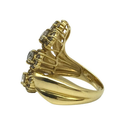 K18/ダイヤ 1.09/0.73ct リング レディース 螺旋 デザインリング イエローゴールド 12号 中古 T1