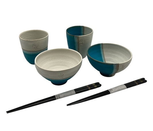 In The Mood インザムード 左馬 カップ＆飯碗 箸付 ペア 中古 D4