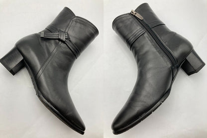 RiZComfort リズコンフォート サイドジップ レザー ショートブーツ 0603 サイズ23.0cm 中古 D4