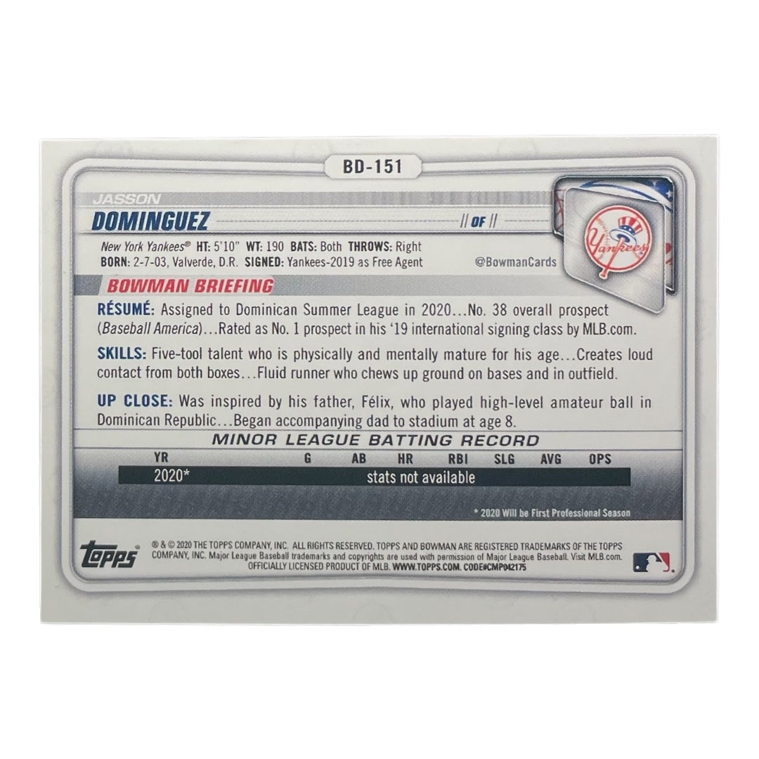 TOPPS MLBカード BOWMAN JASSON DOMINGUEZ NEW YORK YANKEES /499 #BD-151 中古 IT2