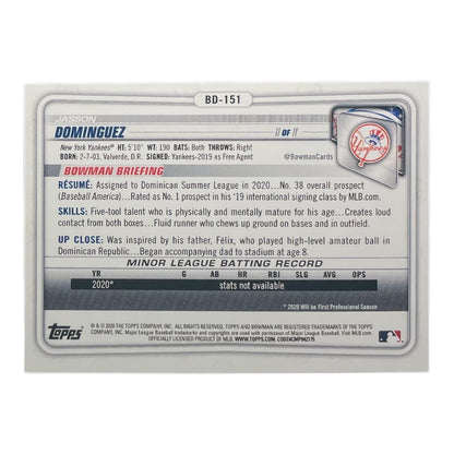 TOPPS MLBカード BOWMAN JASSON DOMINGUEZ NEW YORK YANKEES /499 #BD-151 中古 IT2