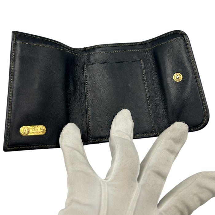 FENDI フェンディ ぺカン 三つ折り 財布 ガマ口 レディース コンパクト レザー 中古 W４