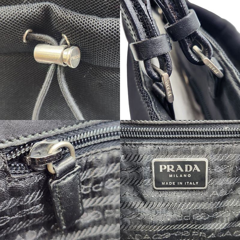 PRADA プラダスポーツ トートバッグ レディース ショルダー メッシュ 肩掛け 裏地あり レザー ブラック 中古 T1