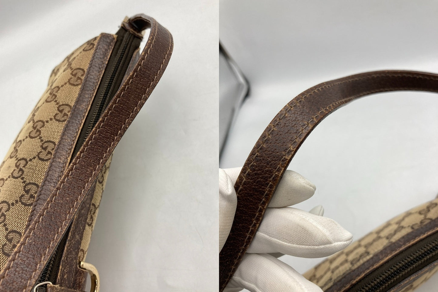 GUCCI グッチ GGキャンバス ハンドバッグ アクセサリーポーチ ブラウン 145750 中古 D4