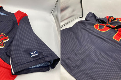 MIZUNO ミズノ WBC 2009年 日本代表ユニフォーム イチロー 52MW-88284 ネイビー×レッド Mサイズ 中古 D4