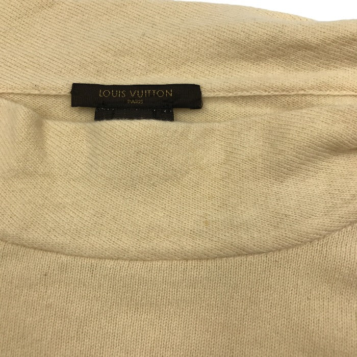 LOUIS VUITTON ルイヴィトン カシミヤ混ニット レディース L ベージュ セーター モノグラムフラワー 中古 1