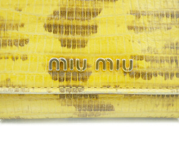 miu miu クロコ調 レザー ロング ウォレット 中古  ミュウミュウ ２つ折り 長財布 レディース ブランド おしゃれ