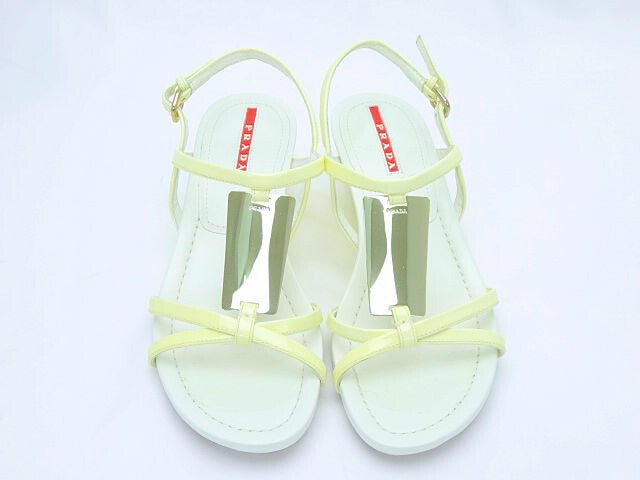 PRADA/プラダ ロゴプレート付サンダル 35 約22cm 中古  プラダのレザーサンダルです♪