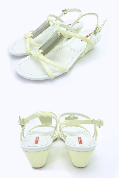 PRADA/プラダ ロゴプレート付サンダル 35 約22cm 中古  プラダのレザーサンダルです♪