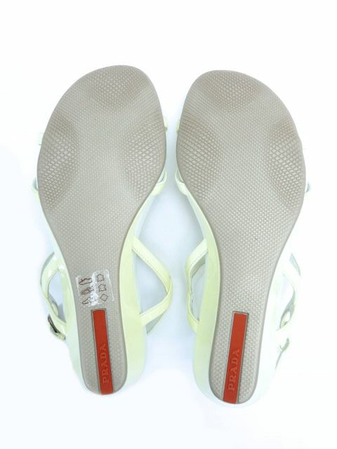 PRADA/プラダ ロゴプレート付サンダル 35 約22cm 中古  プラダのレザーサンダルです♪