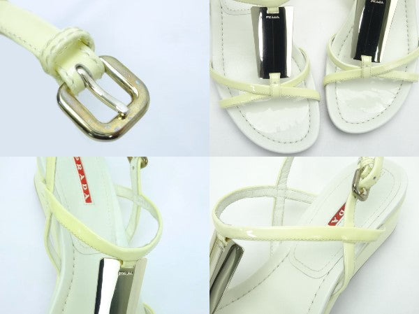 PRADA/プラダ ロゴプレート付サンダル 35 約22cm 中古  プラダのレザーサンダルです♪