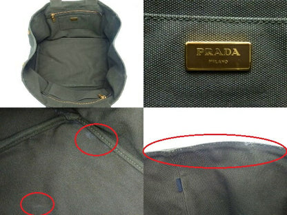 PRADA カナパ スタッズ トートバッグ中古  プラダ マチの広い大容量バッグです☆