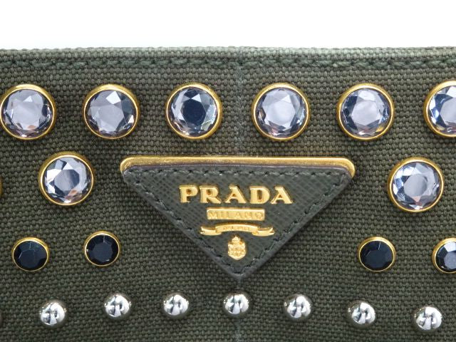 PRADA カナパ スタッズ トートバッグ中古  プラダ マチの広い大容量バッグです☆