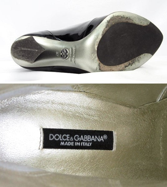 DOLCE&GABBANA/ドルチェ＆ガッバーナ エナメル レディース ミドルブーツ 約24.0cm 中古  光沢のいいドルガバのハイヒールブーツです☆