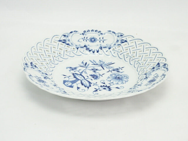 Meissen/マイセン ブルーオニオン 24cmメッシュプレート 中古  網目がデザインされた華やかなプレートです♪