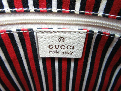 GUCCI ロゴキャンバス トートバッグ 中古  グッチ レザー ネイビー ストライプ
