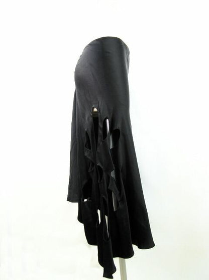 GUCCI/グッチ シルク100％カットスカート Mサイズ 中古  レディース ブラック 黒 デザイン おすすめ 花 フラワー