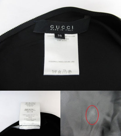 GUCCI/グッチ シルク100％カットスカート Mサイズ 中古  レディース ブラック 黒 デザイン おすすめ 花 フラワー