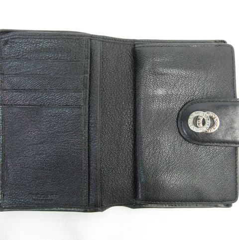 BVLGARI/ブルガリ ドッピオトンド 二つ折りがま口財布 中古  レザー ブラック 黒 おすすめ
