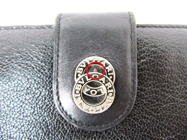 BVLGARI/ブルガリ ドッピオトンド 二つ折りがま口財布 中古  レザー ブラック 黒 おすすめ