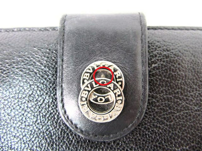 BVLGARI/ブルガリ ドッピオトンド 二つ折りがま口財布 中古  レザー ブラック 黒 おすすめ