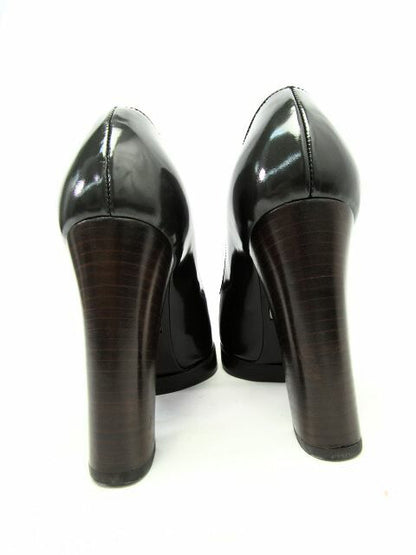 未使用品 GUCCI/グッチ カーフヒールパンプス 約21.5cm 中古  レディース 34 1/2 ブラック ハイヒール エナメル