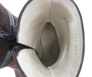 Salatore Ferragamo/サルヴァトーレフェラガモ ガンチーニ スウェードハーフブーツ 約23.5cm 中古  レディース ブラウン 茶 靴 ヒール 6.5 ブランド
