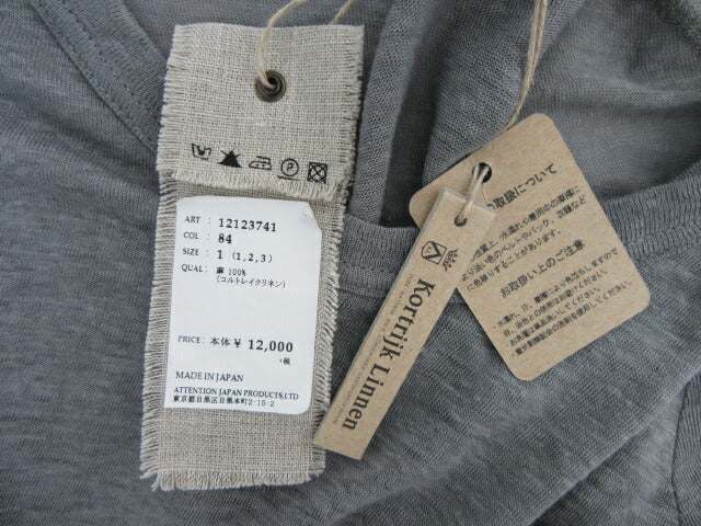 未使用品 Ｖｌａｓ Ｂｌｏｍｍｅ/ヴラス ブラム 麻100%半袖Ｔシャツ Ｓサイズ 中古 コルトレイクリネン グレー 服 メンズ